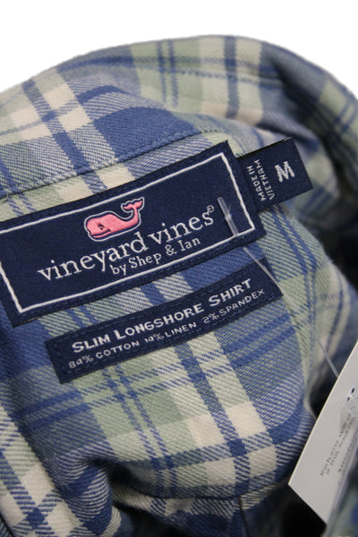Vineyard Vines Men's Long Sleeves Button Down Blue Plaid Shirt Size M