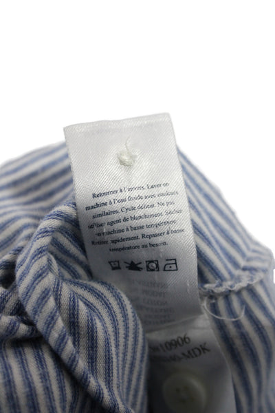 Faherty Mens Striped Blue Polo Long Sleeve Big Tall Size L