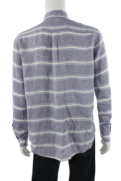 J. Mclaughlin Men's Long Sleeves Button Down Blue Striped Shirt Size S