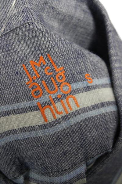 J. Mclaughlin Men's Long Sleeves Button Down Blue Striped Shirt Size S