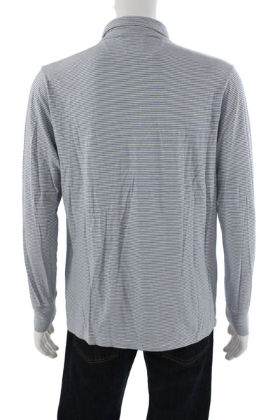 Faherty Mens Blue Polo Collared Long Sleeve Pima Cotton Size L