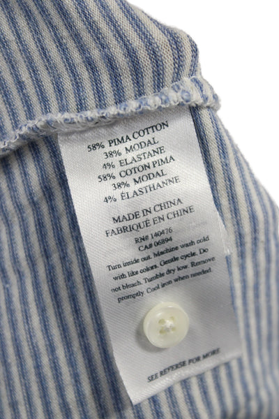 Faherty Mens Blue Polo Collared Long Sleeve Pima Cotton Size L