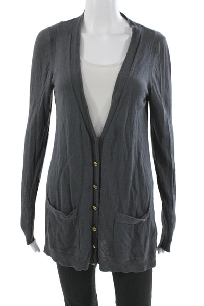 Marc By Marc Jacobs Women V Neck Gray Cardigan Cotton Long Sleeve Size M