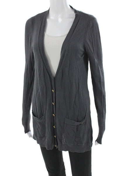 Marc By Marc Jacobs Women V Neck Gray Cardigan Cotton Long Sleeve Size M