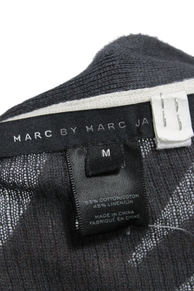 Marc By Marc Jacobs Women V Neck Gray Cardigan Cotton Long Sleeve Size M