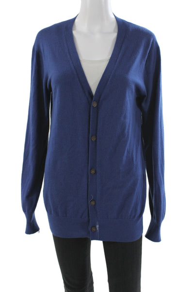 Tse Womens Cardigan 100% Wool Blue V Neck Long Sleeve Size S