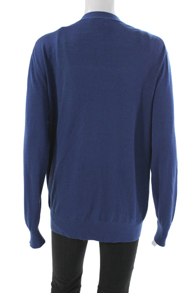 Tse Womens Cardigan 100% Wool Blue V Neck Long Sleeve Size S