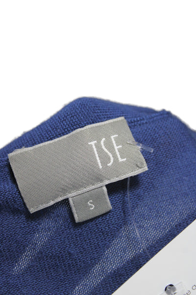 Tse Womens Cardigan 100% Wool Blue V Neck Long Sleeve Size S