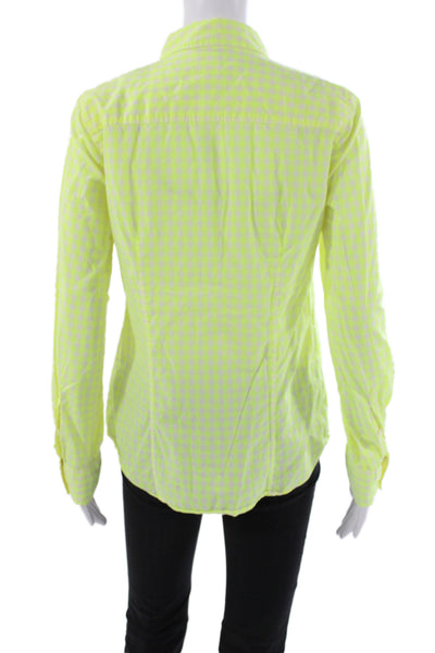 J Crew Womens Yellow Cotton Collared Check Button Up Top Long Sleeve Size 6