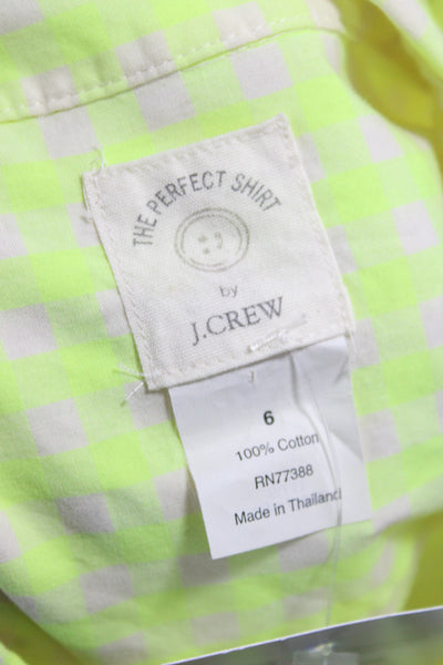 J Crew Womens Yellow Cotton Collared Check Button Up Top Long Sleeve Size 6