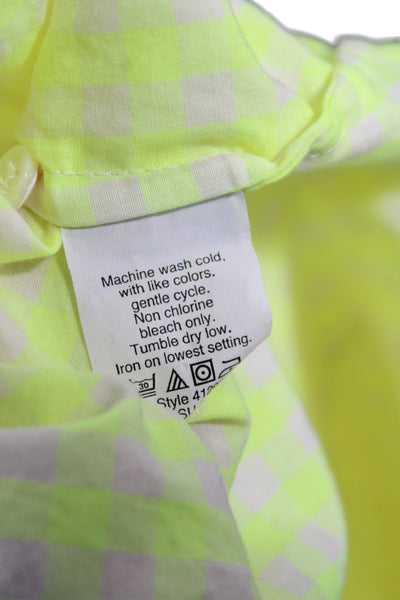 J Crew Womens Yellow Cotton Collared Check Button Up Top Long Sleeve Size 6
