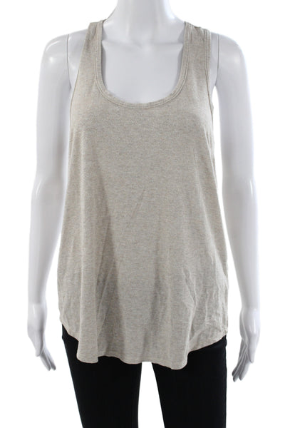 Joie Womens Basic Sleeveless Tank Top Beige Round Neck Solid Metallic Size S