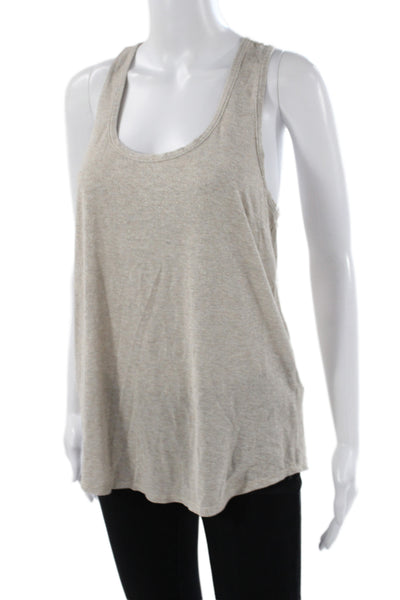 Joie Womens Basic Sleeveless Tank Top Beige Round Neck Solid Metallic Size S