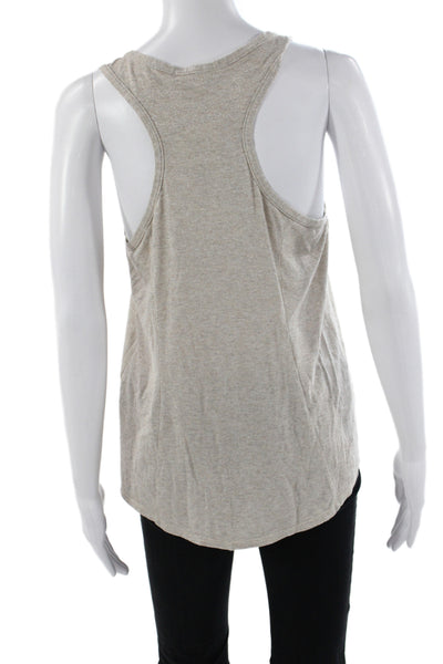 Joie Womens Basic Sleeveless Tank Top Beige Round Neck Solid Metallic Size S