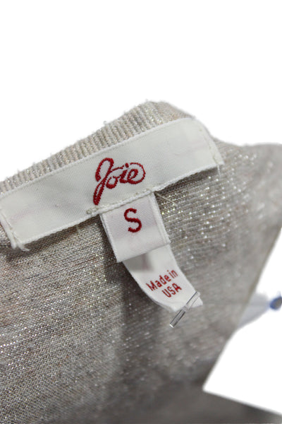 Joie Womens Basic Sleeveless Tank Top Beige Round Neck Solid Metallic Size S