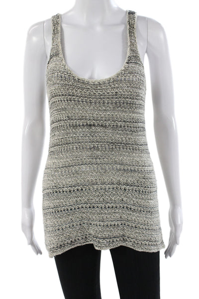 Vince Women Striped Scoop Neck Knit Pullover Tank Gray Size XS