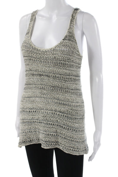 Vince Women Striped Scoop Neck Knit Pullover Tank Gray Size XS
