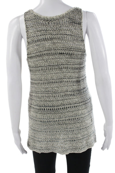 Vince Women Striped Scoop Neck Knit Pullover Tank Gray Size XS