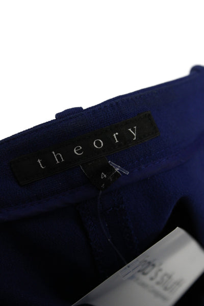 Theory Womens Blue Solid Pants Inseam 30 Size 4