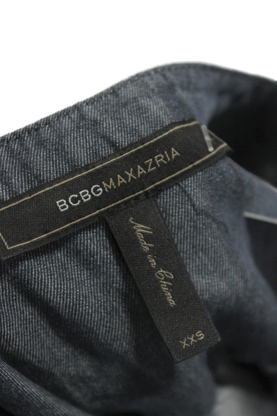 BCBG Max Azria Women Gray V Neck Short Sleeve Shirt Dress Tie Waist Size 2XS