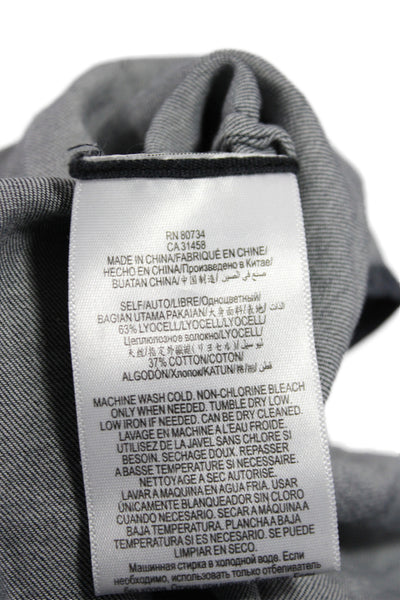 BCBG Max Azria Women Gray V Neck Short Sleeve Shirt Dress Tie Waist Size 2XS
