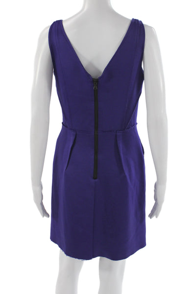 Milly Women Sheath Dress Purple Scoop Neck Sleeveless Midi Zip Polyester Size 6