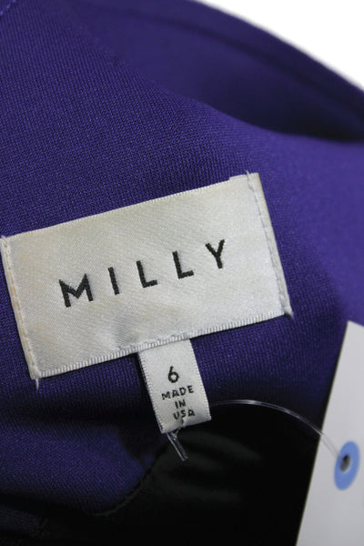 Milly Women Sheath Dress Purple Scoop Neck Sleeveless Midi Zip Polyester Size 6