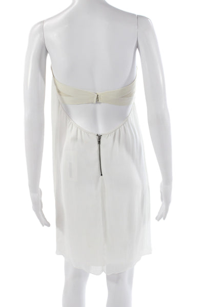Alice + Olivia Women Shift Dress White Off Shoulder Zip Short Size 6