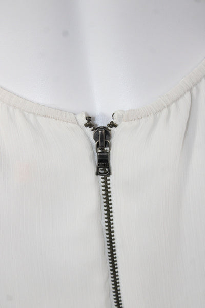 Alice + Olivia Women Shift Dress White Off Shoulder Zip Short Size 6