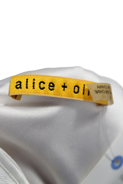 Alice + Olivia Women Shift Dress White Off Shoulder Zip Short Size 6