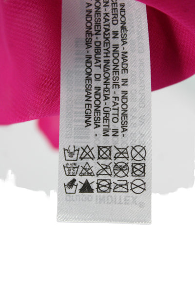 Zara Women Maxi Dress Pink V-Neck Long Sleeve Zip Size M
