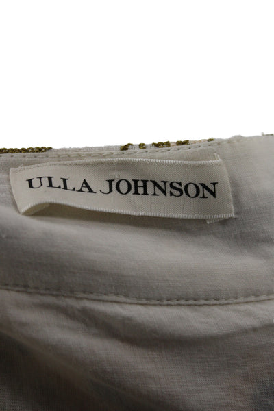 Ulla Johnson Women Ivory Silk Floral A-Line Midi Skirt Size 6