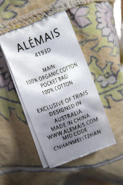 Alemais Women Maxi Paisley Square Neck Organic Cotton Dress Multicolor Size 8