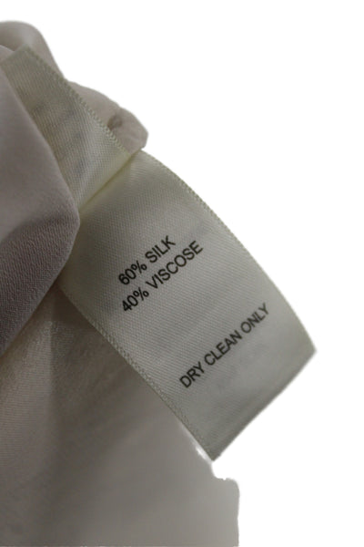 Ecru Womens Babydoll Pajama Top Ivory Silk Long Sleeve Button Size M