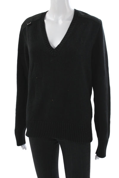 Ralph Lauren Golf Womens Pullover V-Neck Black 100% Cotton Long Sleeve Size L