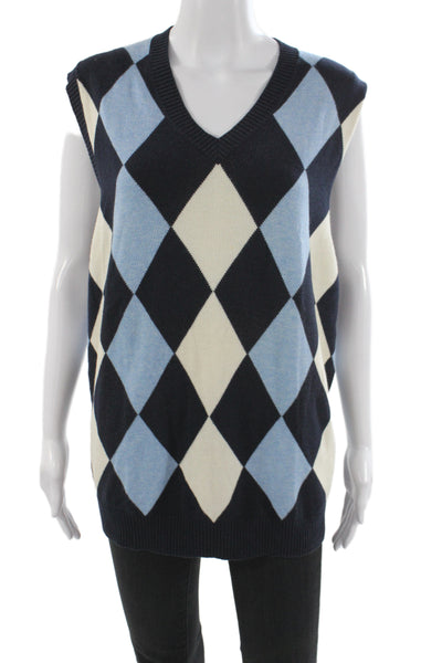 Bobby Jones Mens Black Argyle V-Neck Sleeveless Vest Size XL
