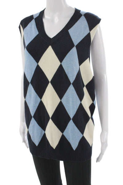 Bobby Jones Mens Black Argyle V-Neck Sleeveless Vest Size XL