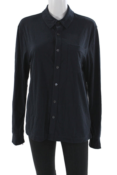 Standard James Perse Mens Buttondown Shirt Black Cotton Long Sleeve Size 1