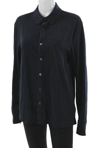 Standard James Perse Mens Buttondown Shirt Black Cotton Long Sleeve Size 1