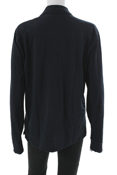 Standard James Perse Mens Buttondown Shirt Black Cotton Long Sleeve Size 1