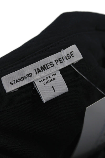 Standard James Perse Mens Buttondown Shirt Black Cotton Long Sleeve Size 1