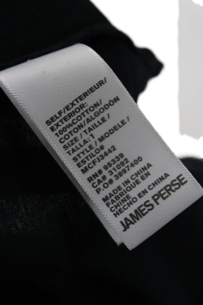 Standard James Perse Mens Buttondown Shirt Black Cotton Long Sleeve Size 1