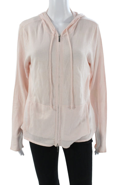 Magaschoni Unisex Adults Full Zip Hoodie Pink Drawstring Crewneck Size PP