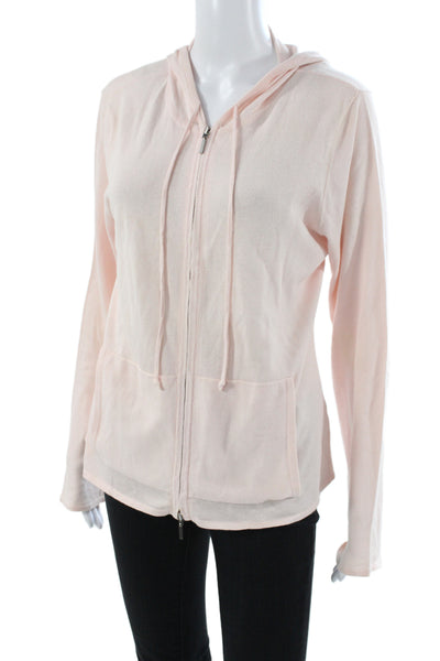 Magaschoni Unisex Adults Full Zip Hoodie Pink Drawstring Crewneck Size PP