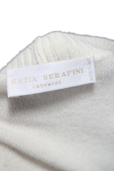 Katia Serafini Women Ivory V-Neck 25% Cashmere Long Sleeve Cardigan Size 14