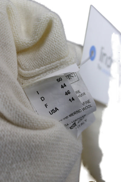 Katia Serafini Women Ivory V-Neck 25% Cashmere Long Sleeve Cardigan Size 14