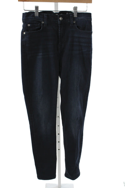 7 For All Mankind Women Skinny High Waist Blue Cotton Jeans Size 28