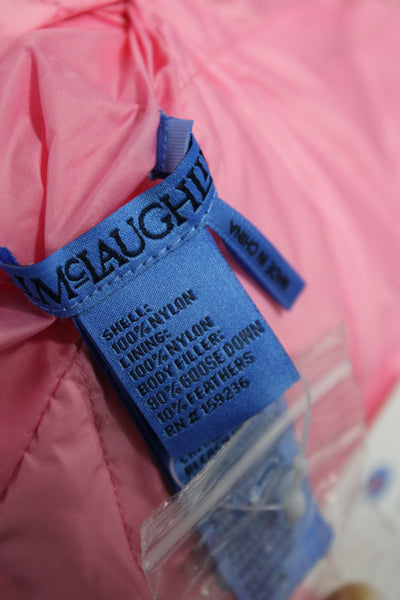 J. Mclaughlin Womens Pink Puffer Vest Argyle Nylon Button Size S