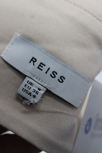 Reiss Women Beige Corset Top V Neck Tie Sleeveless Cotton Size 4