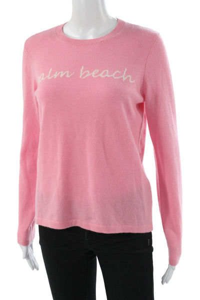 J. Mclaughlin Women Cashmere Pullover Sweater Pink Crew Neck Long Sleeve Size S